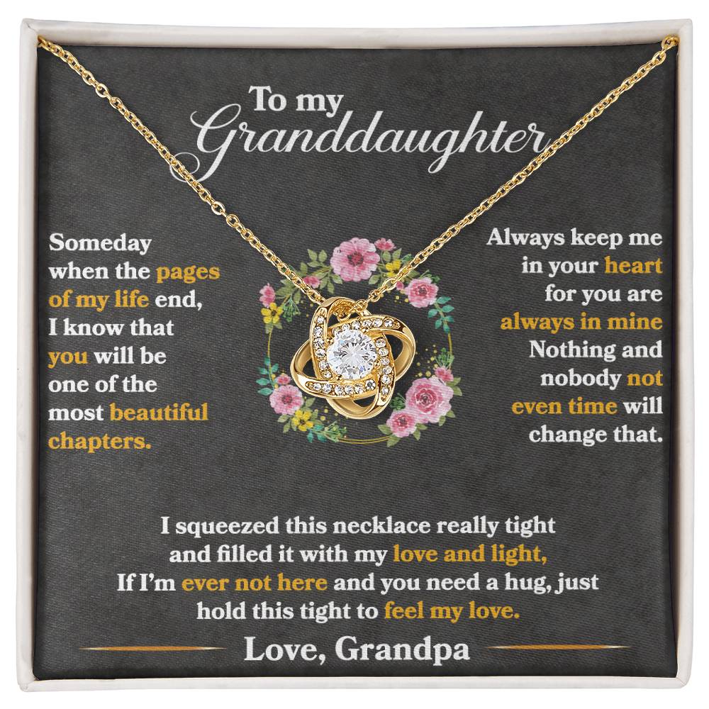 To My Granddaughter, Hold This Tight To Feel My Love - Love Knot Necklace