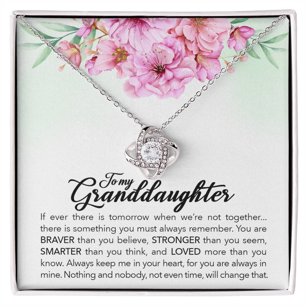To My Granddaughter, Always Keep Me In Your Heart - Love Knot Necklace