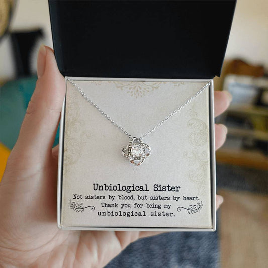 To My Unbiological Sister, Sister By Heart - Love Knot Necklace