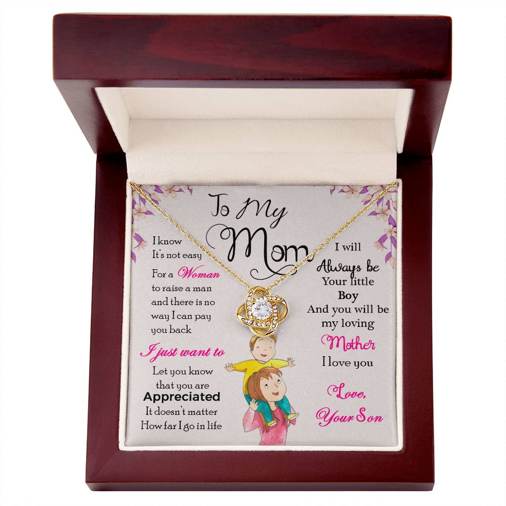 To My Mom, I Will Always Be Your Little Boy - Love Knot Necklace