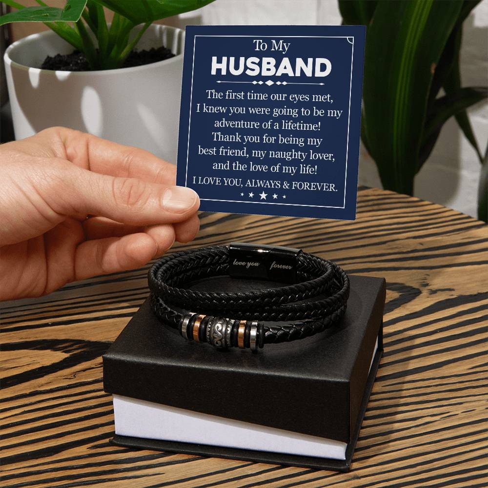 To my husband - My naughty lover - Leather bracelet