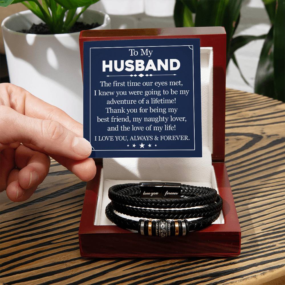 To my husband - My naughty lover - Leather bracelet