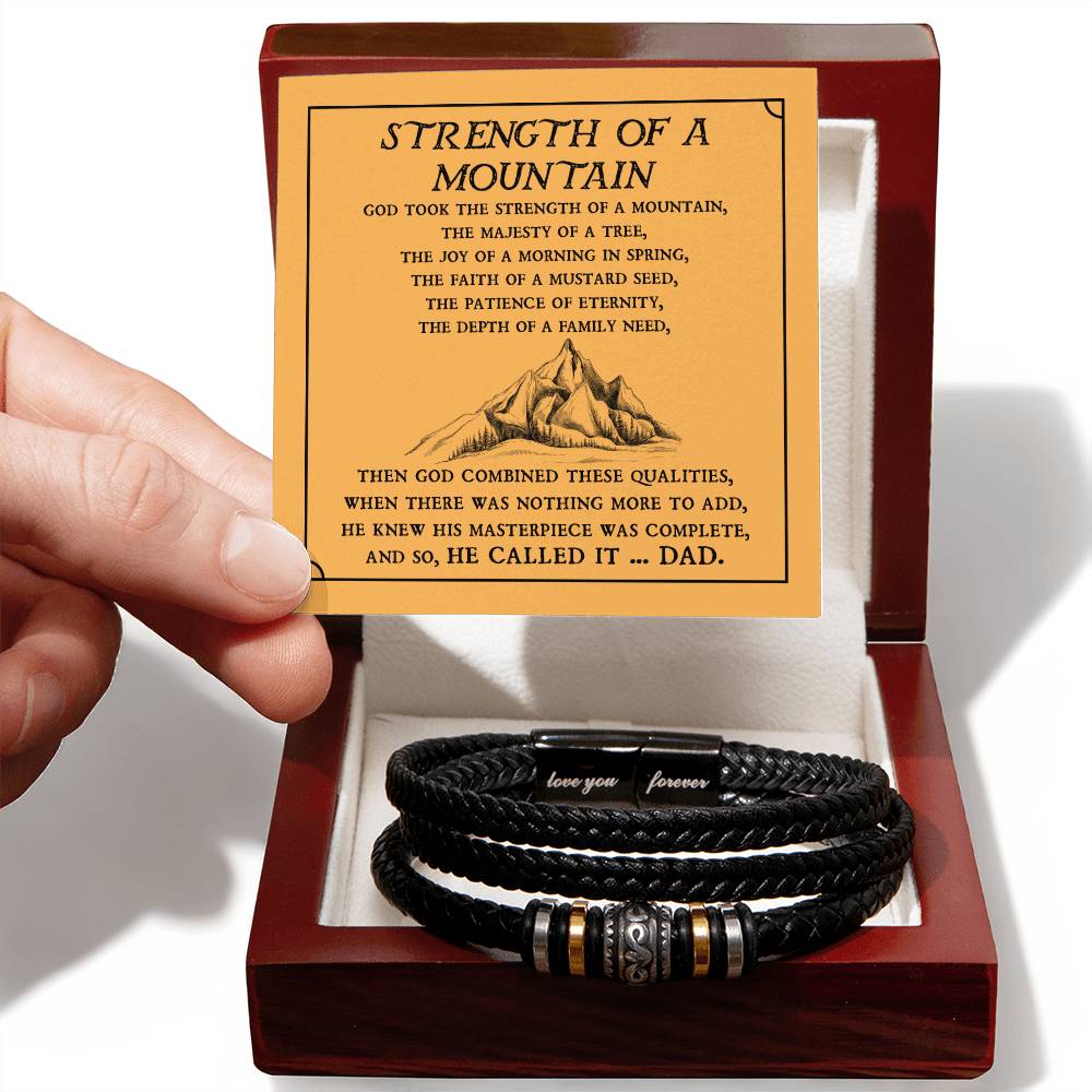 My dad - Strength of a mountain - Leather bracelet
