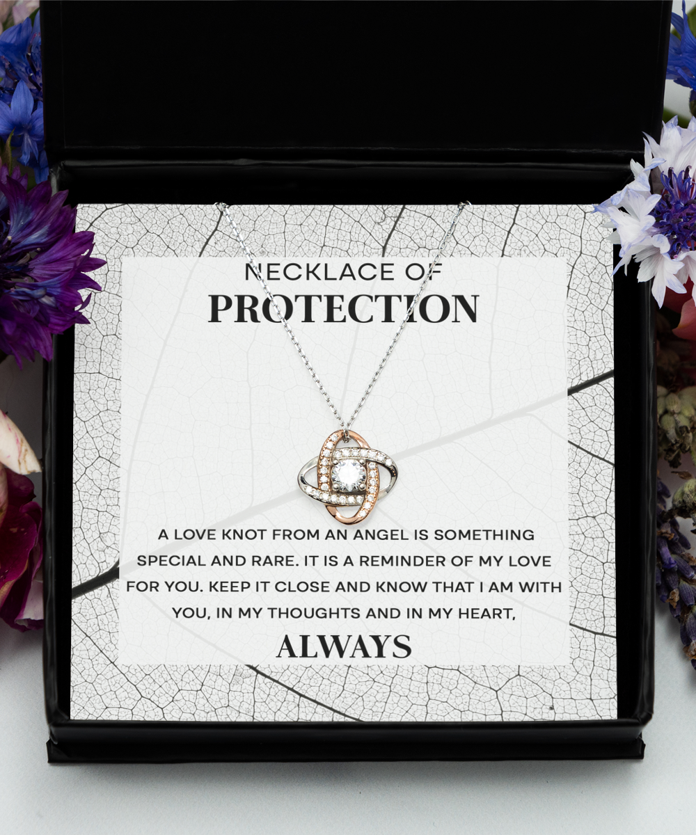 Protection From Angel Necklace - Rose Gold Love Knot 925 Sterling Silver G03