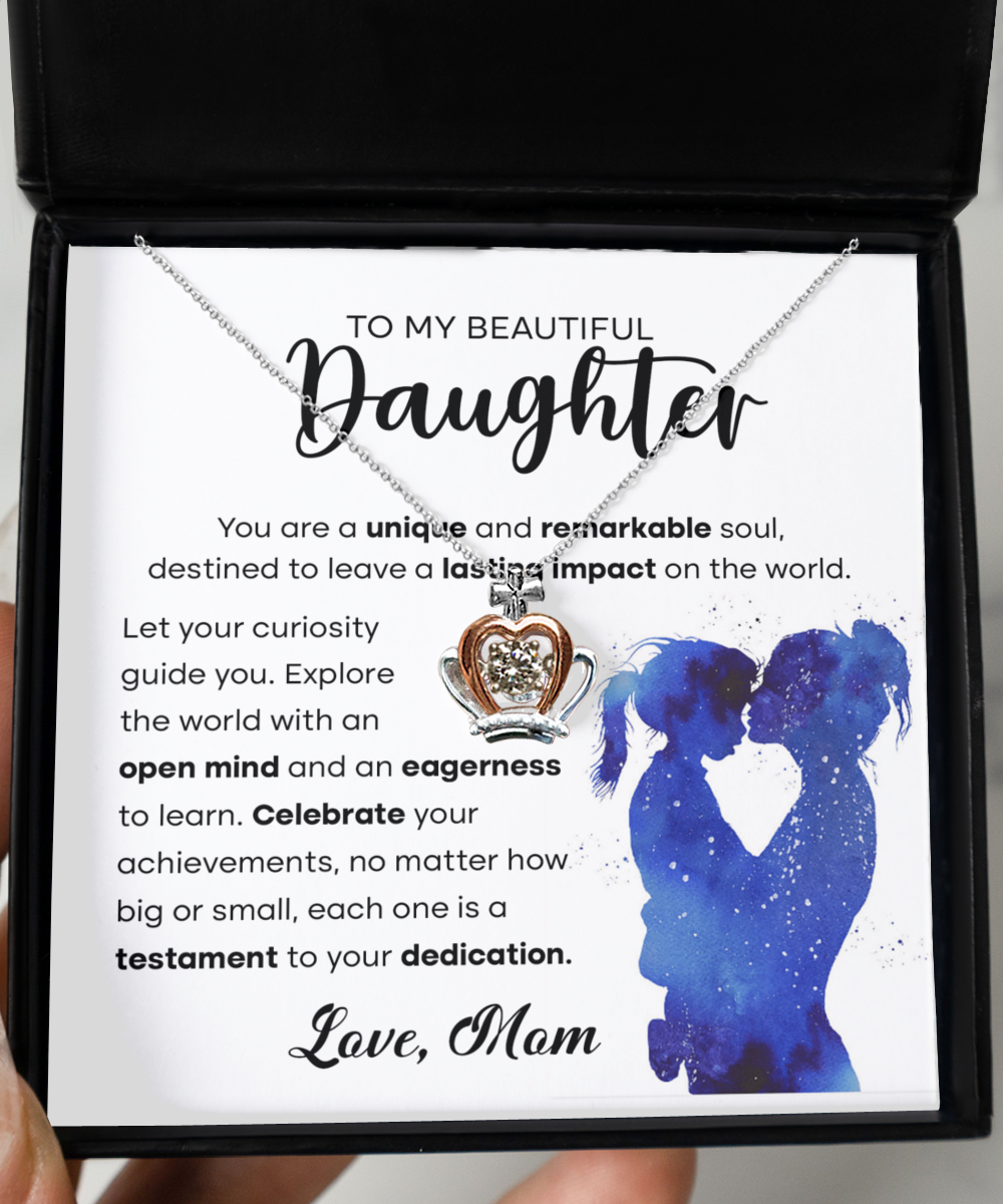 To My Daughter - Remarkable Soul .925 Sterling Silver Crown Pendant Necklace G05