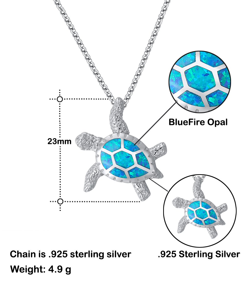 To My Daughter - Always Have Your Back - Opal Turtle Necklace .925 Sterling Silver G04